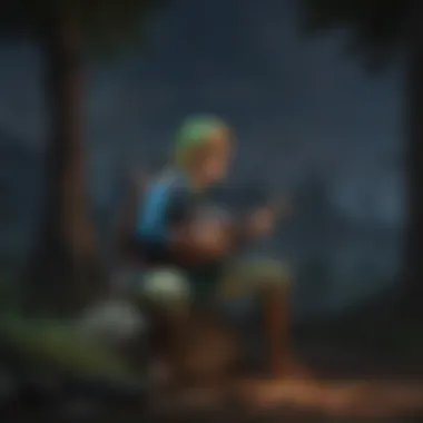 Silhouette of adventurer playing Ocarina under starry sky