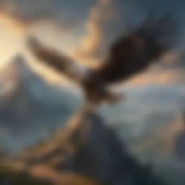 Majestic eagle soaring above Angels Peak