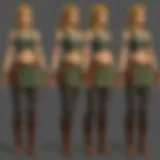 A selection of vibrant outfits from Breath of the Wild displayed against a scenic Hyrule backdrop.