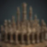 Medieval chess set on wooden board