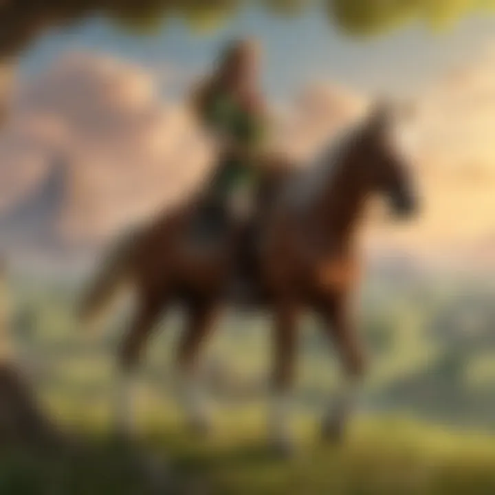 Character Riding Epona in Legend of Zelda: Ocarina of Time on Switch