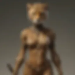 Elegant female model showcasing a cheetah costume in a stylized pose.
