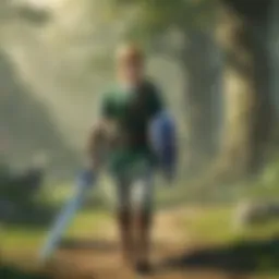 Link wielding Master Sword in a heroic pose