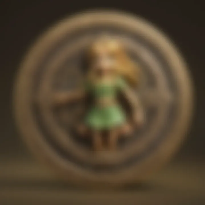 Close-up of a rare Zelda amiibo coin highlighting its collectible features