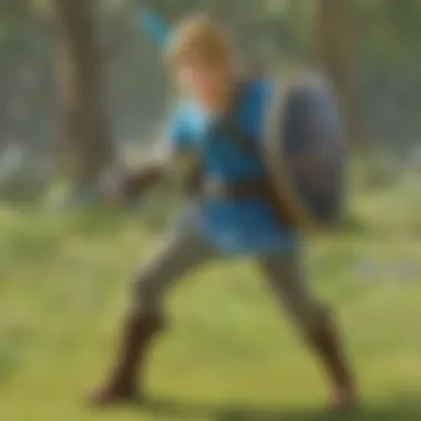 Link engaged in a dynamic battle with a formidable enemy