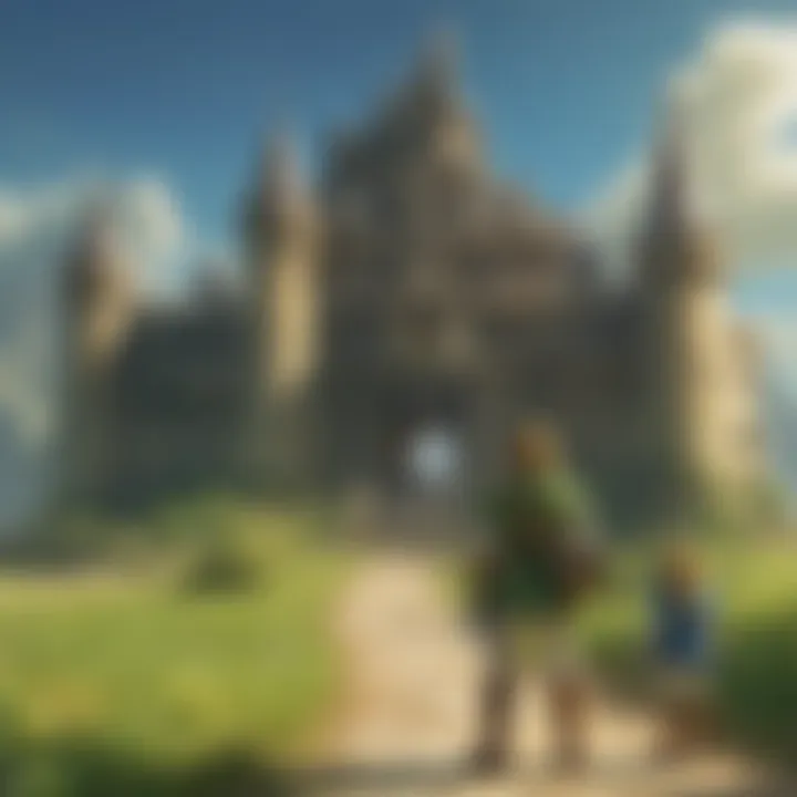 Zelda and Link overlooking Hyrule Castle