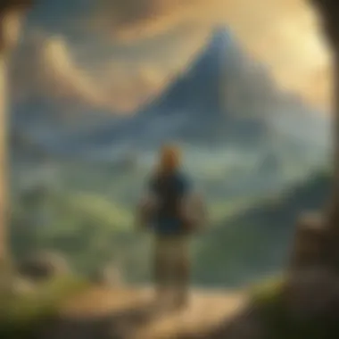 The Ethereal Creation Myth of Hyrule An ethereal depiction of the creation myth in the Zelda universe, showcasing celestial elements and the essence of Hyrule's formation.