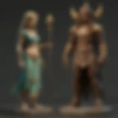 Player Interaction with Deity Statues A serene scene of a player interacting with a deity statue, surrounded by the iconic landscapes of the Zelda universe.
