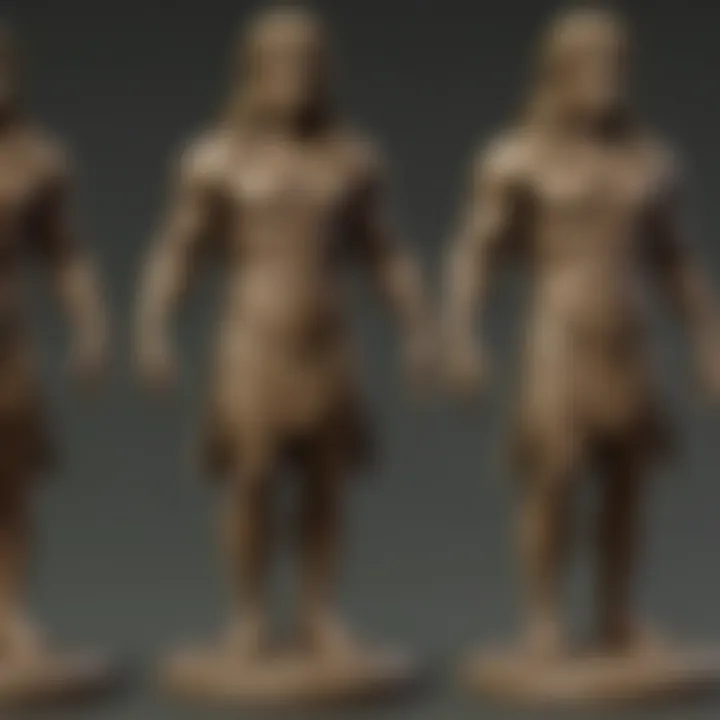 A comparison collage of various deity statues from different Zelda titles, illustrating their distinct designs and features.