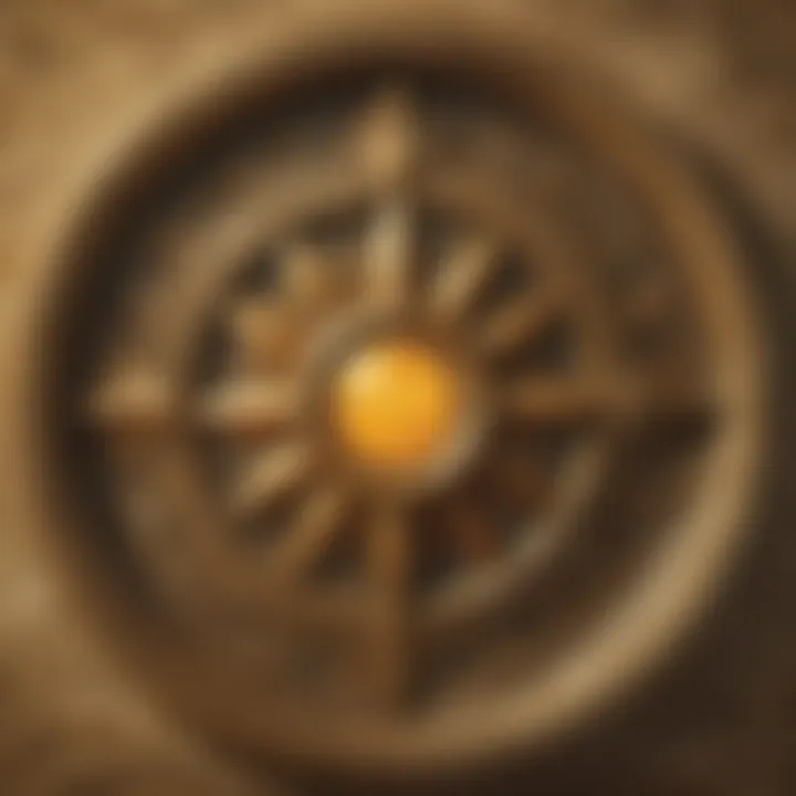 Detailed close-up of a sun ceiling medallion craftsmanship