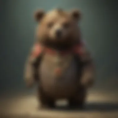 Mysterious Gaze of the Tiny Headed Kingdom Bear Mysterious Kingdom Bear under Moonlit Sky