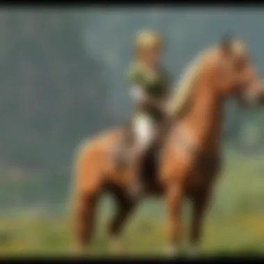 Link riding Epona through vast green fields