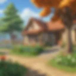 A vibrant scene from Animal Crossing: New Horizons showcasing characters in a lively village setting