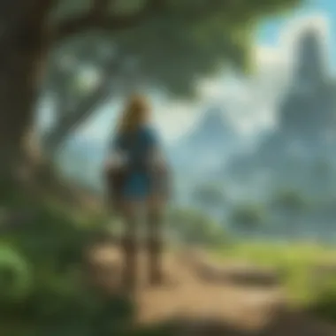 Character Encounters in the Amazon Landscape Link interacting with a character in a lush setting