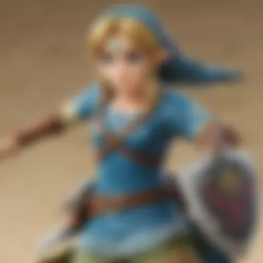 A detailed close-up of an amiibo figure representing Link from Breath of the Wild.