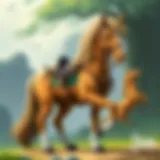 A majestic horse galloping through a lush Hyrule landscape