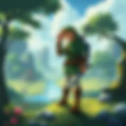 A captivating scene from the Legend of Zelda series showcasing lush landscapes and iconic characters.