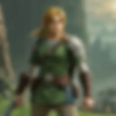 Character exploring a vast open world in Zelda