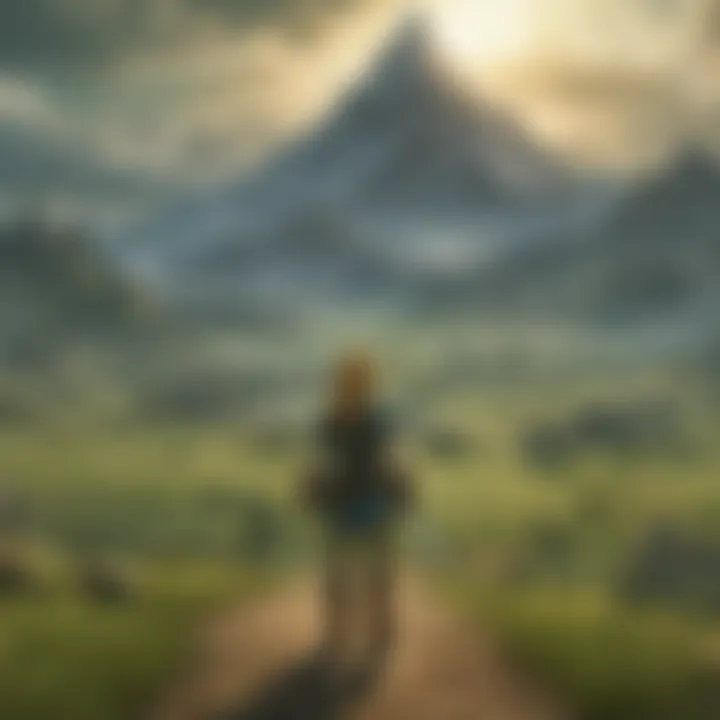 An expansive view of Hyrule with iconic landmarks