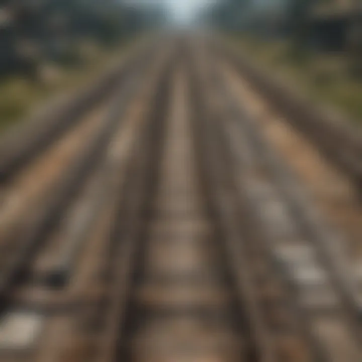 Abstract visualization of train tracks interconnecting on a map