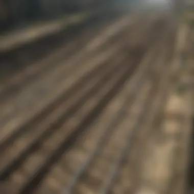 Detailed depiction of modern train track system on a digital map