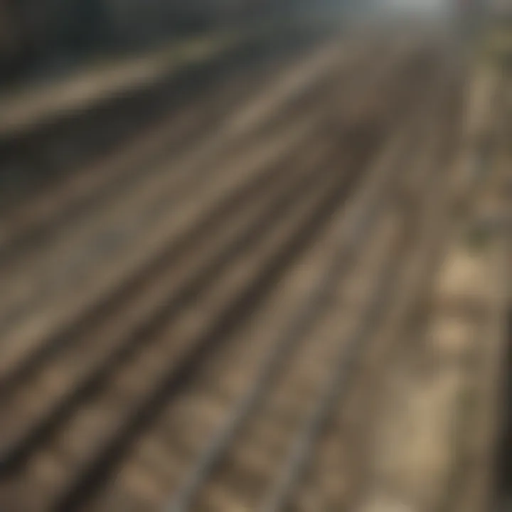 Detailed depiction of modern train track system on a digital map