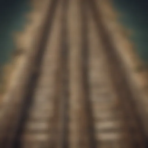 Illustration of intricate network of train tracks on a historical map