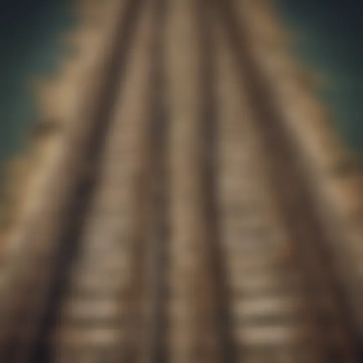 Illustration of intricate network of train tracks on a historical map