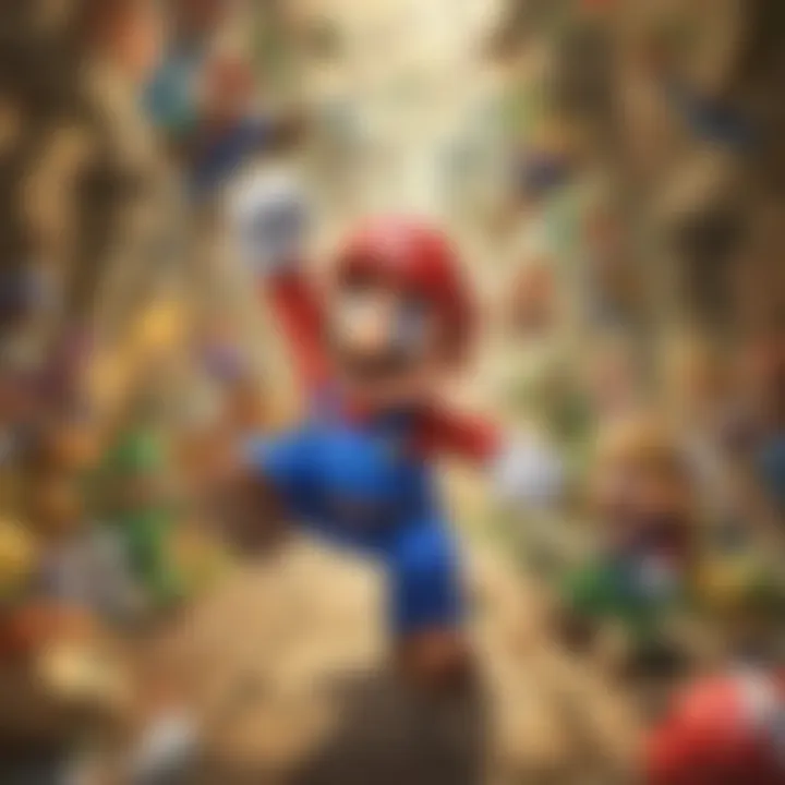 Group of iconic Mario characters celebrating