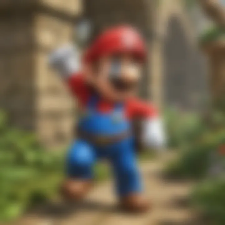 Close-up of Mario collecting power-ups