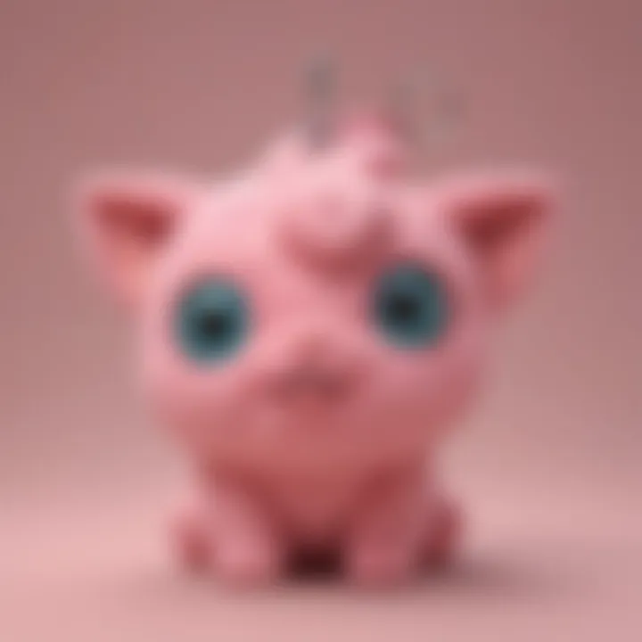 Playful Jigglypuff plush Pokemon keychain