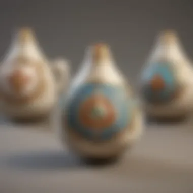 A close-up of an intricately crafted ceramic ocarina with a beautiful glaze.