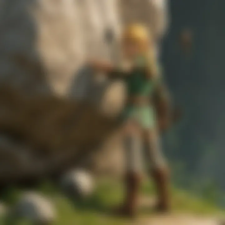 A character interacting with an Archer Boulder within the game