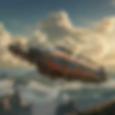 An illustration of the Spirit Train traversing the skies of New Hyrule