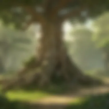 An interaction between Link and a wise talking tree, showcasing the exchange of knowledge.