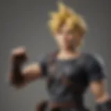 A close-up view of the Cloud Strife amiibo showcasing intricate details