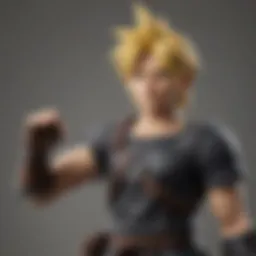 A close-up view of the Cloud Strife amiibo showcasing intricate details