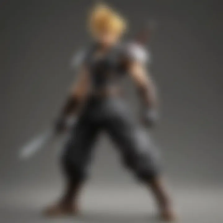 An artistic representation of Cloud Strife in his iconic pose