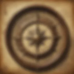 An antique compass resting on an old map