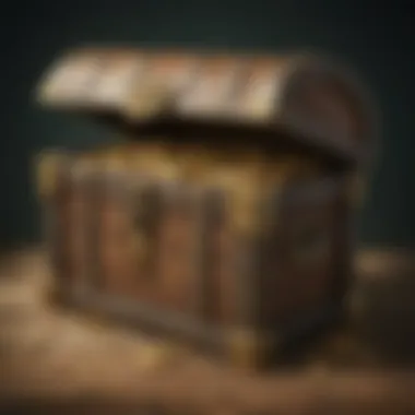 Close-Up of the Treasure Chest A detailed close-up of the extra large treasure chest, highlighting its ornate features and the treasures within