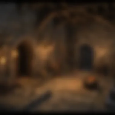 Dungeon Environment Inspired by Zelda and D&D An artistic representation of a dungeon environment inspired by both Zelda and Dungeons & Dragons aesthetics.