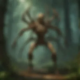 A dark and mysterious forest setting representing the Curse of the Spider King