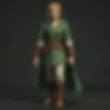 The iconic dark green tunic worn by Link in a dramatic pose