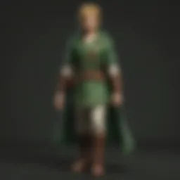 The iconic dark green tunic worn by Link in a dramatic pose
