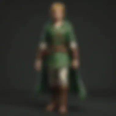 The iconic dark green tunic worn by Link in a dramatic pose