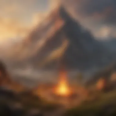 Legends and Myths of Fire Mountain An illustration depicting the lore of Fire Mountain within Zelda