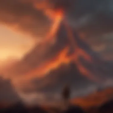 A panoramic view of Fire Mountain showcasing its volcanic landscape