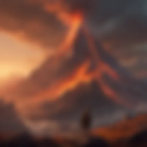 A panoramic view of Fire Mountain showcasing its volcanic landscape