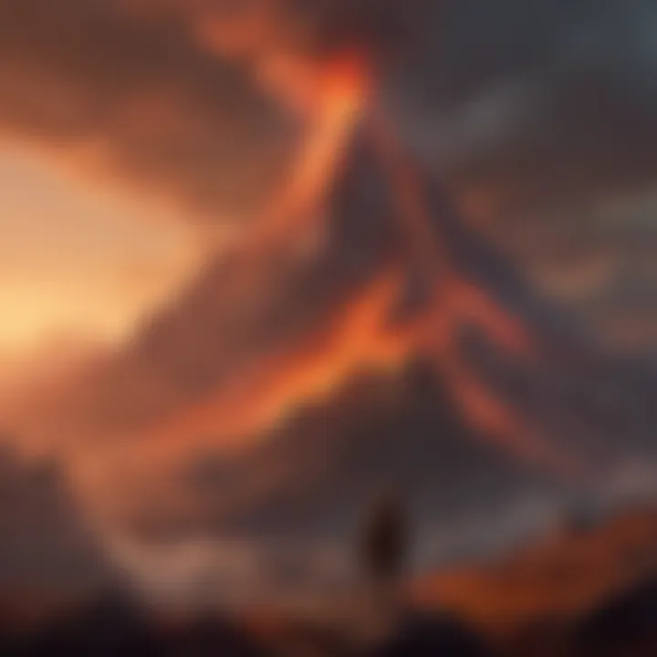A panoramic view of Fire Mountain showcasing its volcanic landscape