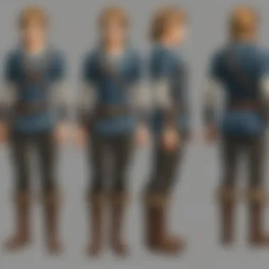 Detailed view of Link's stealth attire with dark pants in Breath of the Wild